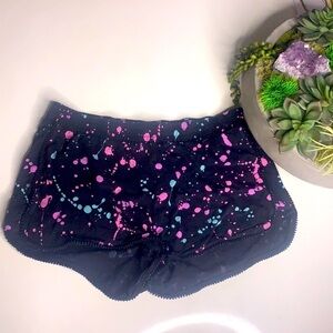 Justice girls paint splatter black cotton shorts girls 14 casual weekend